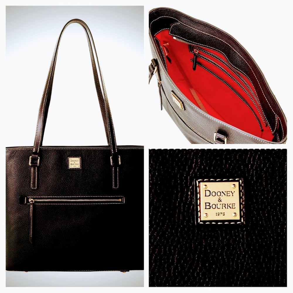 🔥NWT👜DOONEY & BOURKE👜Black Pebble Grain Leather Shopper Zip Tote